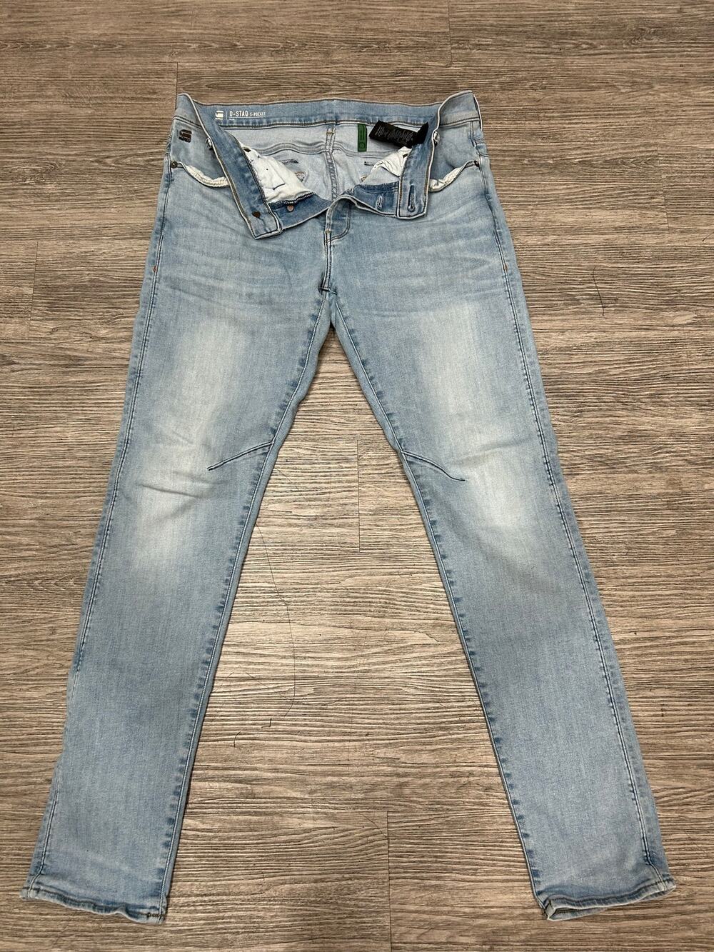 G-Star RAW D-Staq 5-Pocket Slim Jeans Light Wash Stretch Denim Mens 34x34